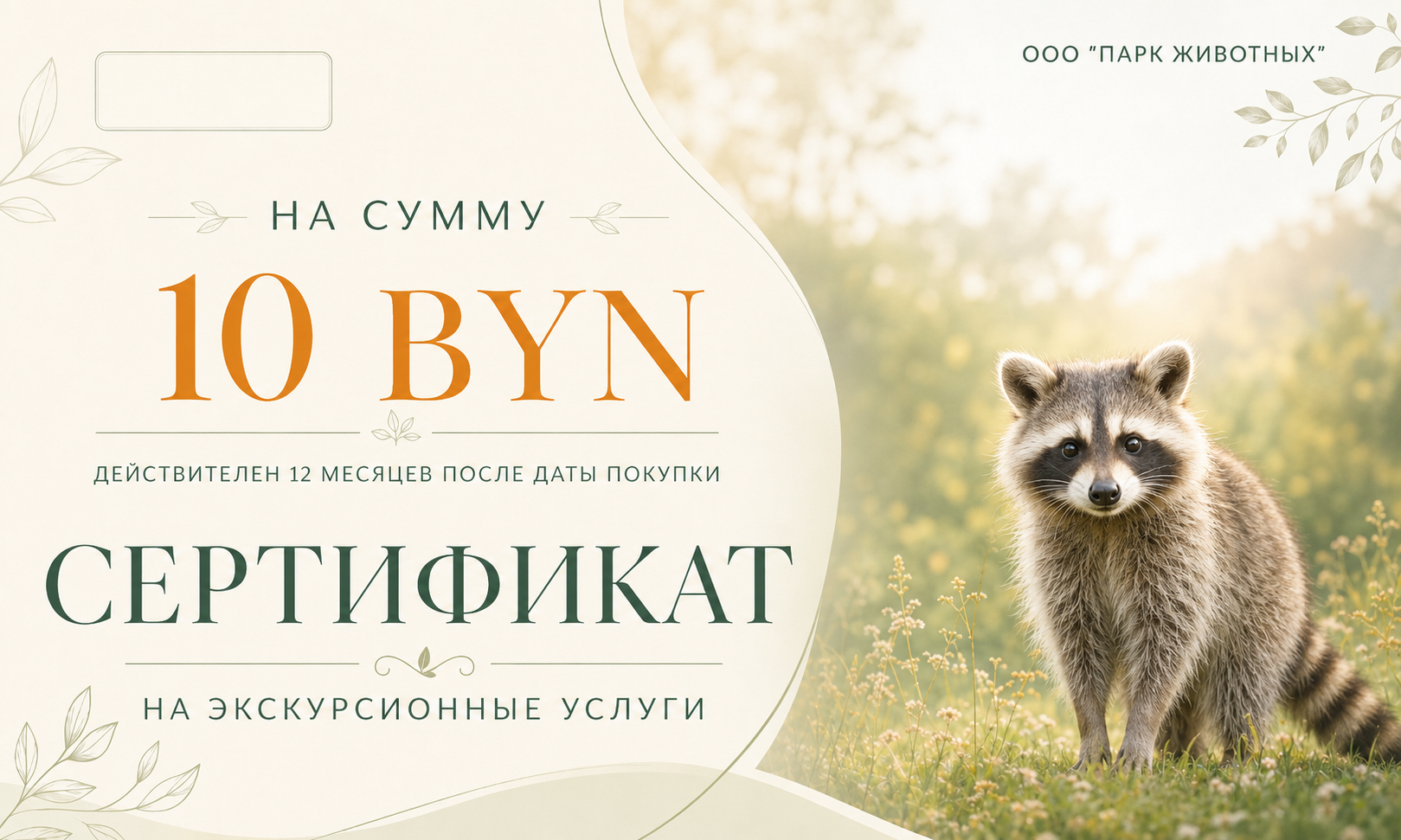 Сертификат на сумму 10р
